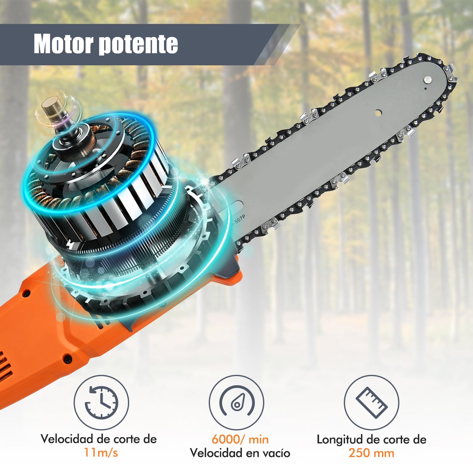 COSTWAY Sierra Eléctrica 750 W con Mástil de Aluminio Retráctil, Motosierra Multi Angulo, Montaje sin Herramientas, Velocidad la Cadena: 11 m/s, Motosierra Telescópica para Patio y Jardín
