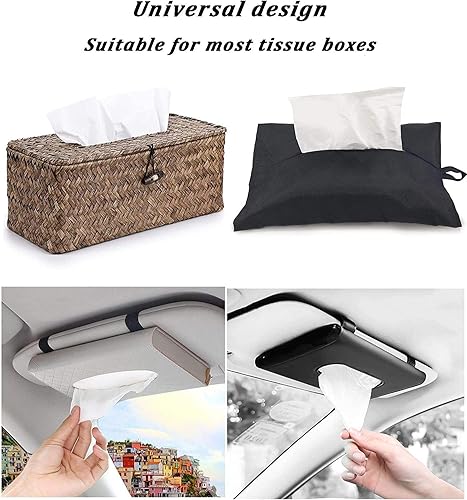 Miniatura 10 de Cartisen Soporte para pañuelos de automóvil, soporte para servilletas para visera de automóvil, soporte de pañuelos para visera de automóvil,