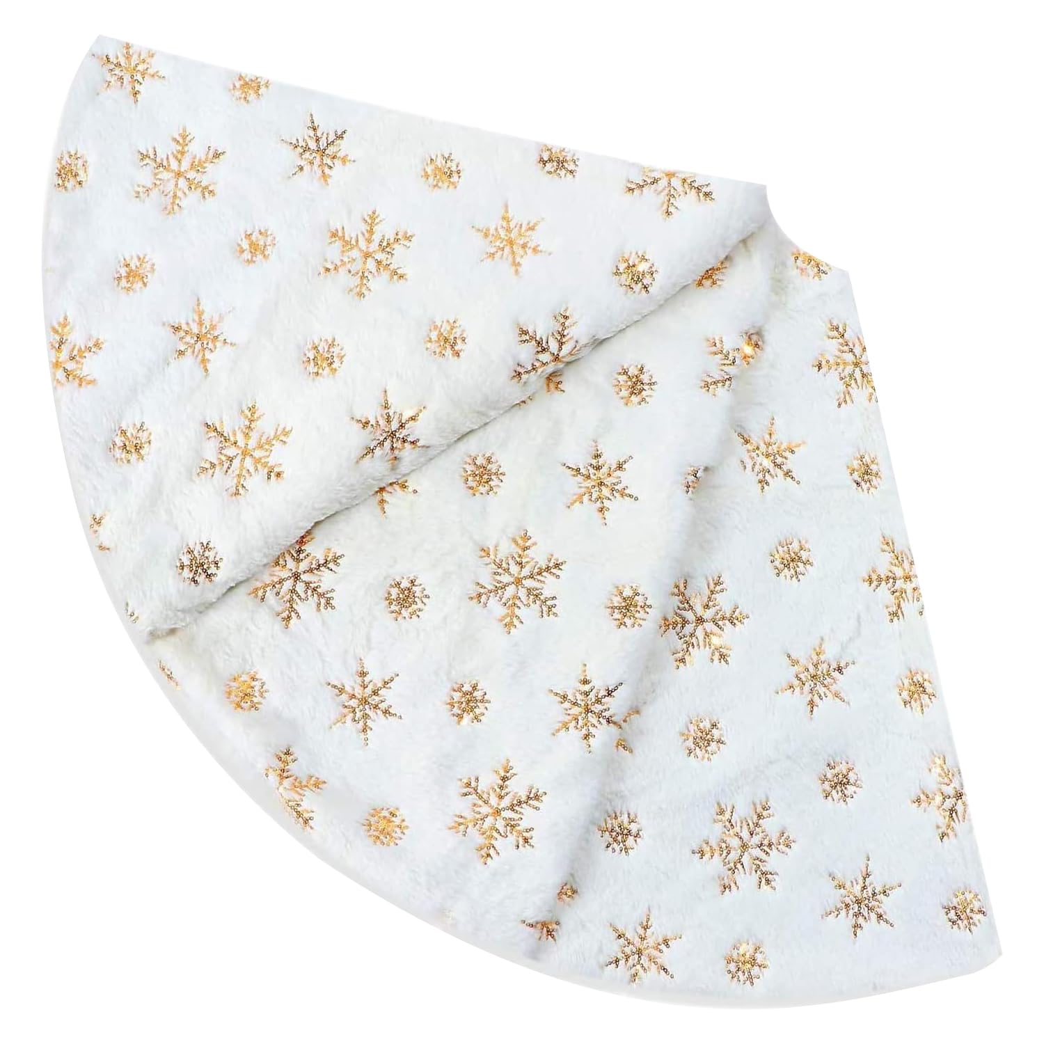 WedDecor Christmas tree skirt in grey and white velvet - Image 4