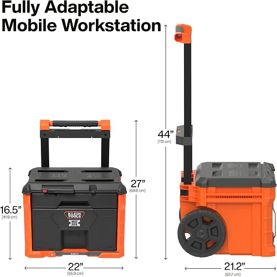 Klein Tools 54801MB Modbox Rolling Drawer Toolbox Heavy Duty Double Drawer Tool Organizer Deep Stackable Tool Box Set