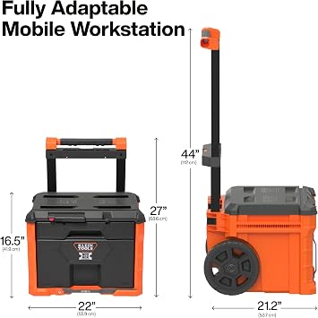 Klein Tools 54801MB Modbox Rolling Drawer Toolbox Heavy Duty Double Drawer Tool Organizer Deep Stackable Tool Box Set