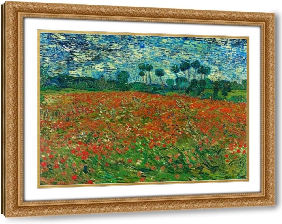ArtDirect Poppy field Custom Framed Art Print Giclee Print or Canvas Options with Various Sizes and Customization by Van Gogh, Vincent