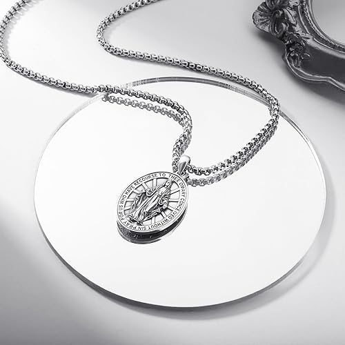 Miniatura 2 de Collar de plata de ley 925 con medalla de San Patrón, colgante de protección católica, amuleto, joyería religiosa para hombres y mujeres