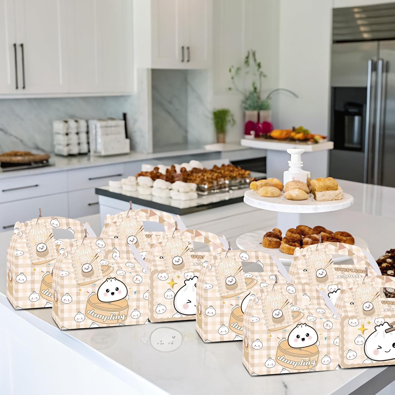 A Little Dumpling Gift Boxes with Thank You Tags, 24PCS Dumpling Baby Shower Treat Boxes for Birthday image 5