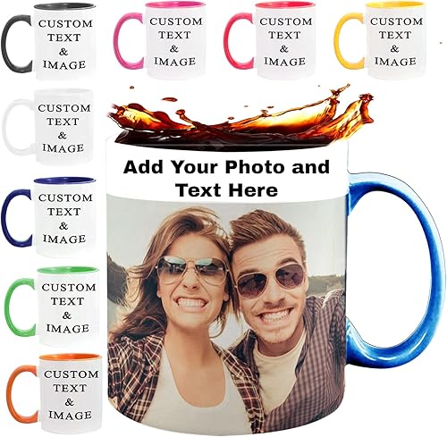 Juego de tazas personalizadas con imagen y nombre tazas personalizadas de porcelana a juego para compromiso de boda, San Valentín, tazas únicas de