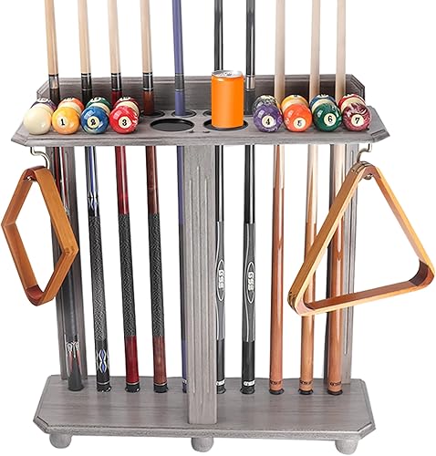 Miniatura 11 de GSE Games & Sports Expert Estantes para tacos de billar con soporte de suelo estilo esquinero con contadores de puntuación, contiene tacos de