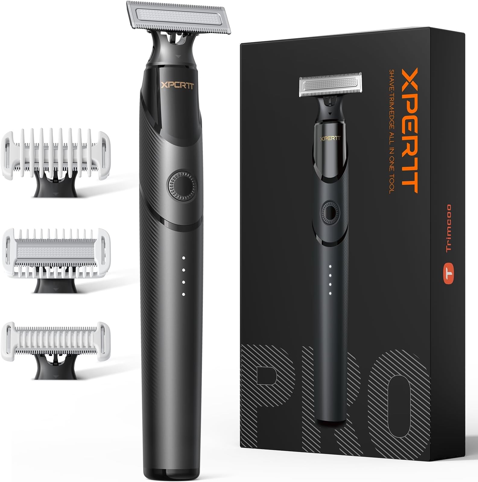 Trimcoo Electric Body Hair Trimmer for Men, Groin & Pubic Hair Shaver with Magnetic Head, Waterproof Below-The-Waist Groomer, 30-Min Fast Charge 120-Min Runtime, Type-C Portable Razor, Black (Lite)