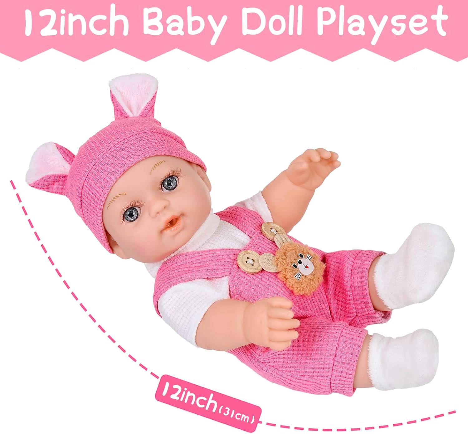 12" Baby Dolls-2 Set 12 inch Realistic Baby Doll with Clothes and Accessories Include Backpack Carrier for Girl Kids Gift Age 3+