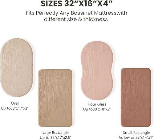 Miniatura 4 de Konssy Paquete de 2 sábanas bajeras de muselina para bebé niña y niño, suaves y transpirables, aptas para moisés, cuna, cesta de moisés ovalada,