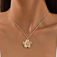 Elegant Gold Plated Flower Necklace for Women - Delicate Floral Pendant for Layering, Daily Wear & Occasions