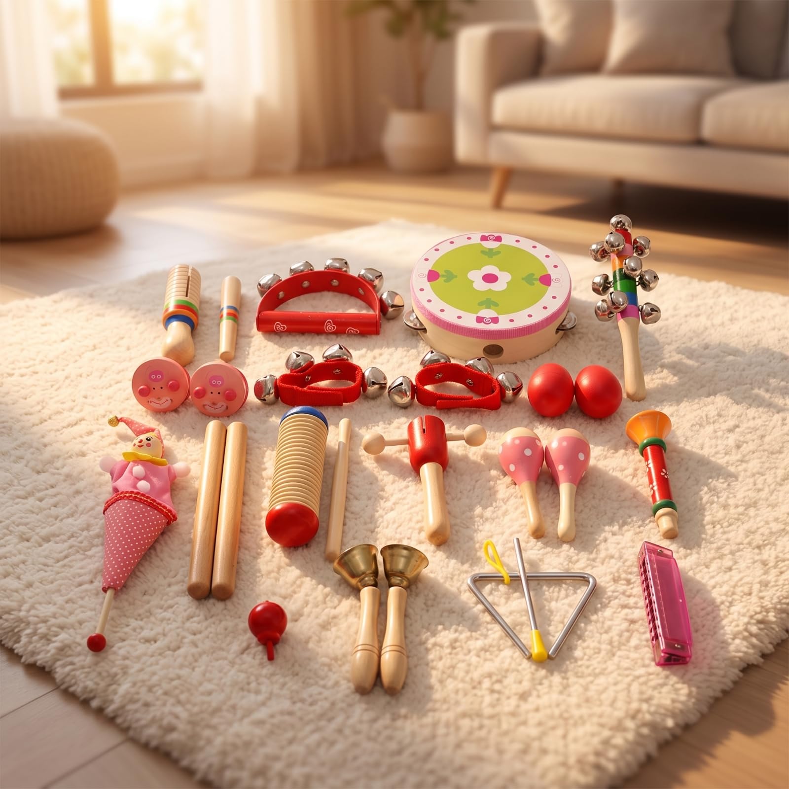 22 Pezzi Set di Percussioni Percussivo | Educativo, Didattico, Giocattoli, per Scuola Infanzia, Casa, Educatori, Neonati,