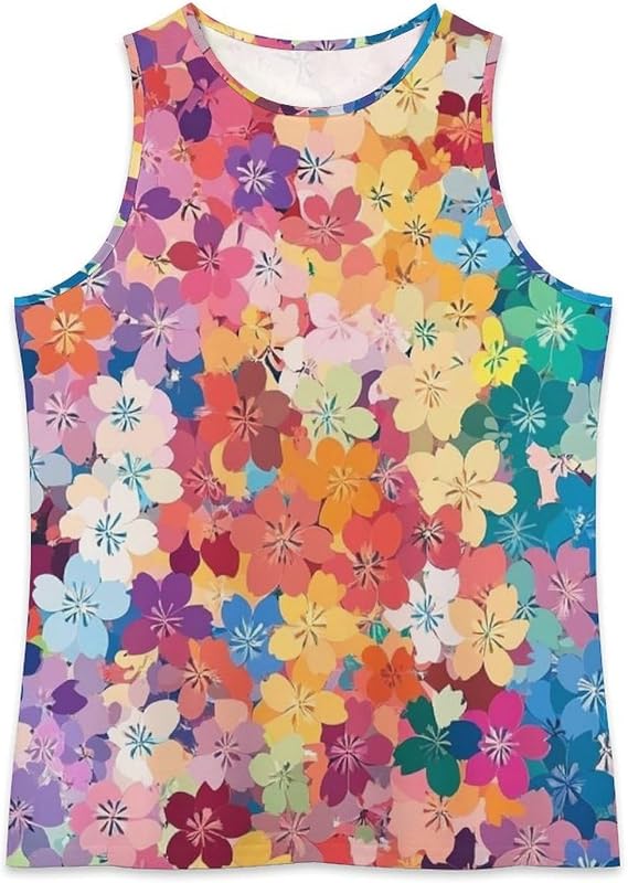 MARSVOVO Colorful Boho Tank Tops for Women Crew Neck Breathable Oversized Vintage Outdoor Sleeveless Shirts for Women,XL image 3