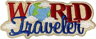 PATCHPARTYCLUB Travel Patch World Traveler-1 Pc Size 4 Embroidered Patch, Trendy Iron on Patches for Adventurers,Attractive Vintage Patch for Cloths and Accessories