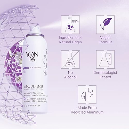Miniatura 5 de Yon-Ka Vital Defense Face Mist, spray hidratante anticontaminación para acabado y fijación, protege la piel de estresores ambientales y luz natural
