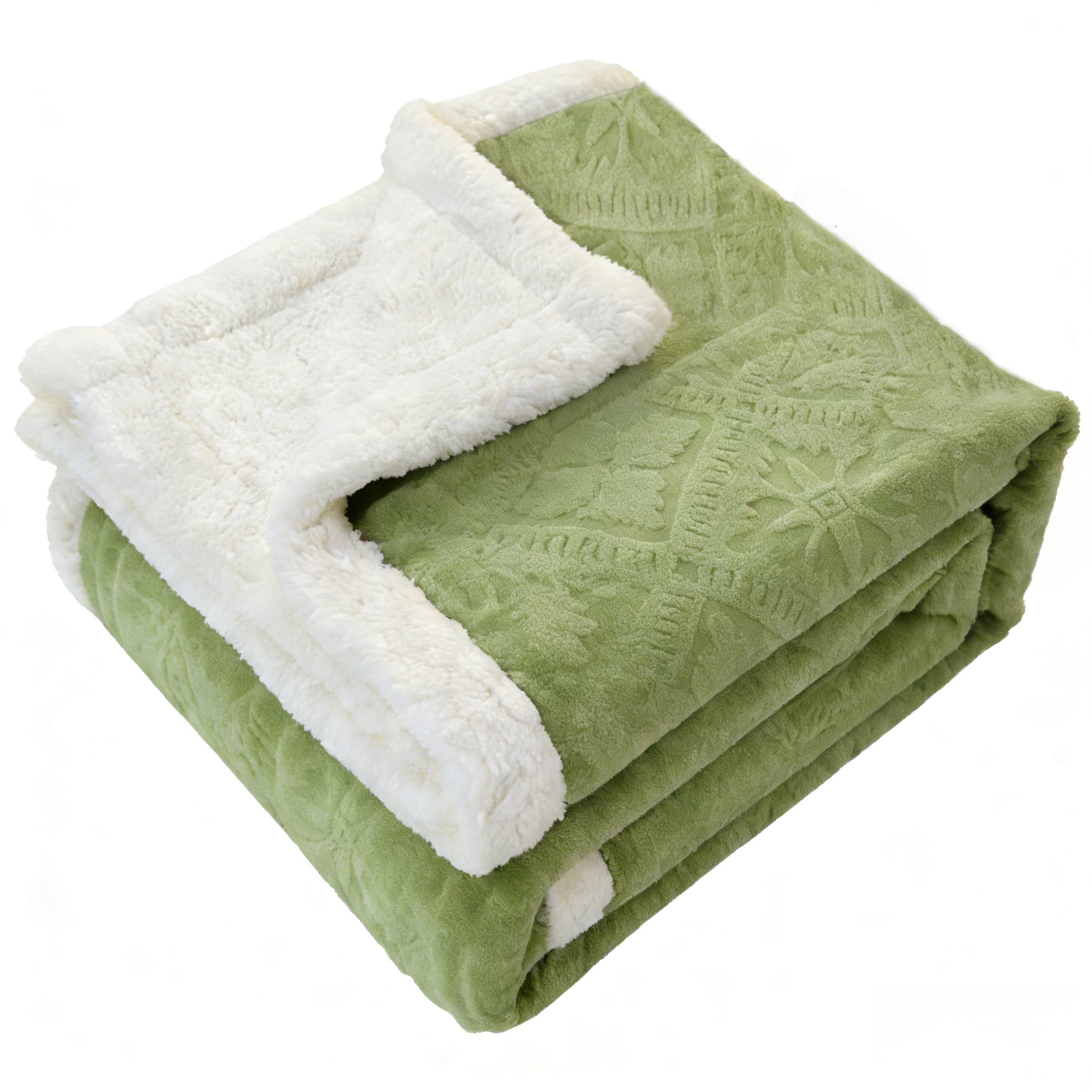 Sherpa Fleece Blanket for Sofa Super Soft Throw Bed Blanket Double Size Cozy Warm Blankets for Couch, Armchair, 150x200cm, Green