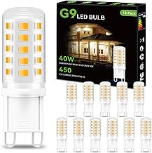 dalattin 12 Pack G9 LED Bulb 4W Equivalent 40 Watt,3000K Soft Warm White, Replacement T4 G9 Halogen Bulb,450LM, 360°Beam Angle, Non-Dimmable, Small G 9 Bi-pin Base for Chandelier