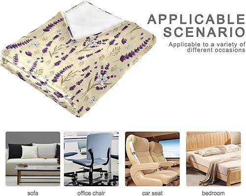 Miniatura 4 de Repeat Pattern Designed Purple Lavender Ultra-Soft Blankets & Throws, Ultra-Soft All Season Use Fluffy Blanket Adults Kids Office Camping Living