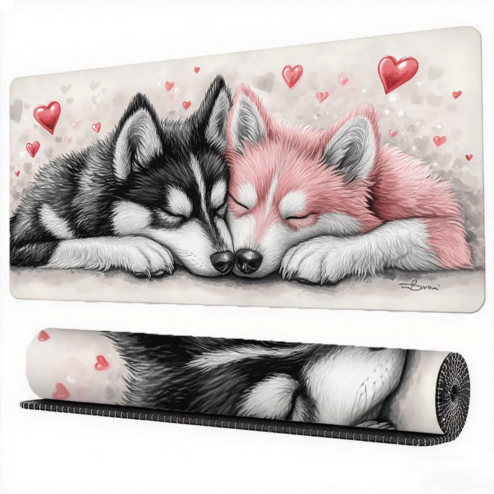 Podkładka pod mysz XXL 1500x800 Wilk Podkładka pod mysz ChiMousepad, japońska podkładka pod mysz podkładka na biurko o dużej precyzji i szybkości Ulepszona antypoślizgowa gumowa podstawa dla graczy i