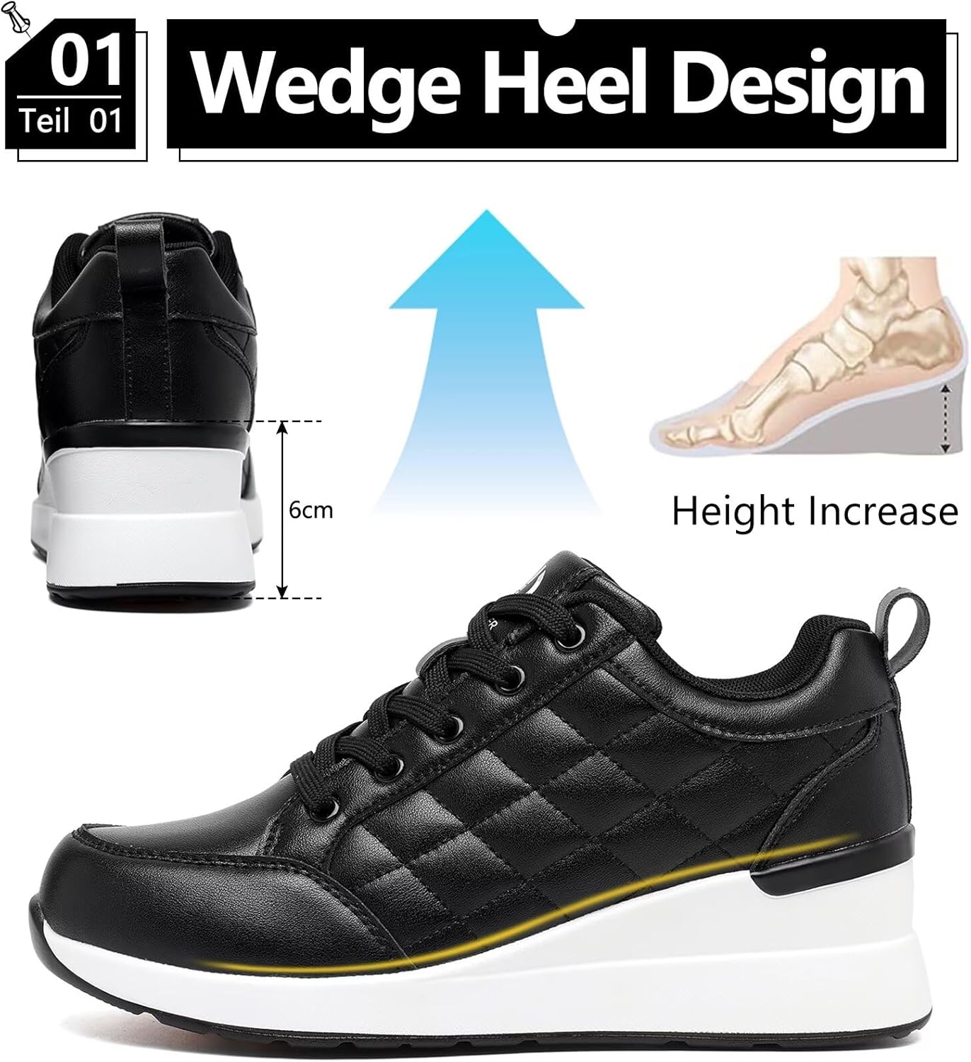 Wedge Sneakers for Women, Non-Slip Breathable High Heels for All Seasons - Image 3