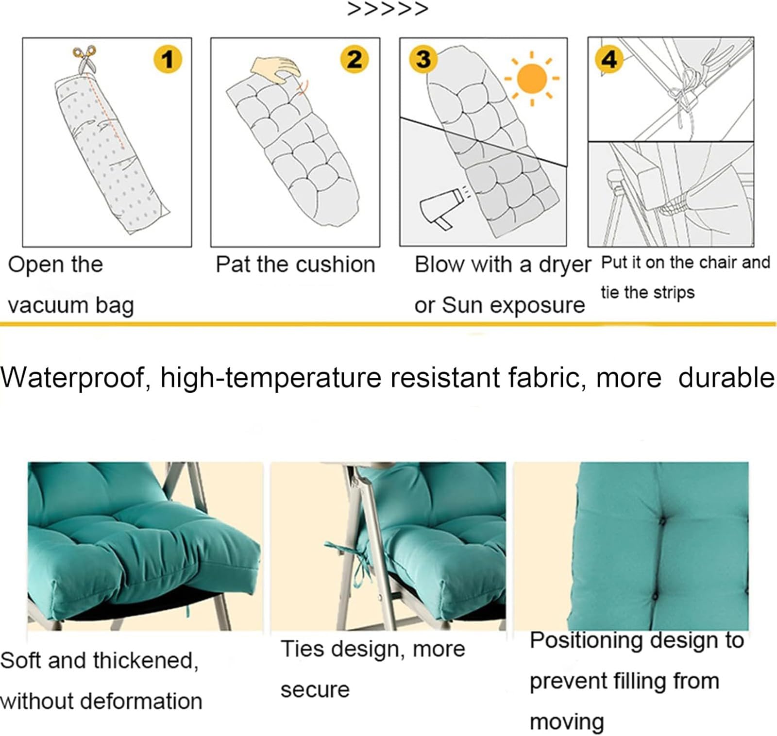 Cojines impermeables para mecedora, elegante almohada para asiento y respaldo para muebles de interior/exterior (estilo 2), cojines cómodos y duraderos para decoración del hogar