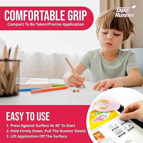 Miniatura 6 de Tape Runner - Adhesivo de doble cara con rodillo dispensador incluido - Sin ácidos, pegajoso, transparente y transparente - Ideal para álbumes de