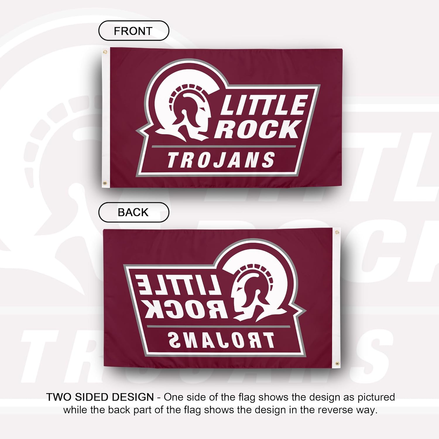 Desert Cactus University of Arkansas at Little Rock UALR Flag - 3 x 5 Feet Trojans Banner, Indoor/Outdoor Durable Fabric, 100% Polyester Design (Style 1)