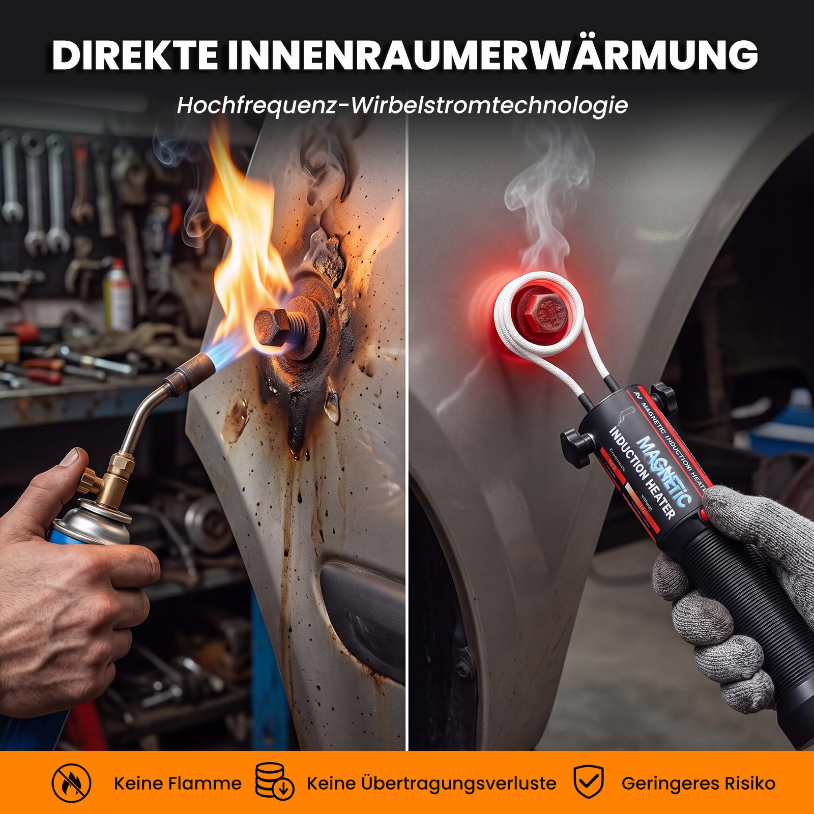 NEWTRY Induktionsheizgerät 1500W 8 Spulen Schraubenlöser Rost Auto 220V | Leistungsstark, flammenlos, rostige Muttern, Schrauben, Bolzen entfernen, langlebig, für Kfz-Werkstatt, hohe Effizien