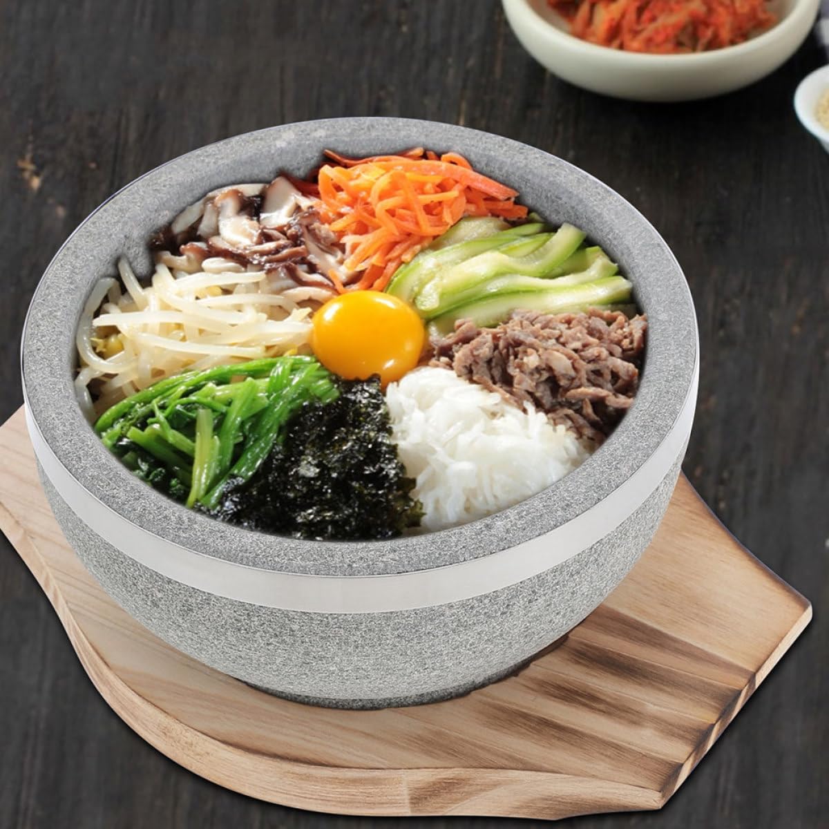 Operitacx Koreanische Steinschale aus Stein mit Hoher Temperaturbeständigkeit und Einfache Reinigung für Bibimbap und Traditionelle Koreanische Gerichte