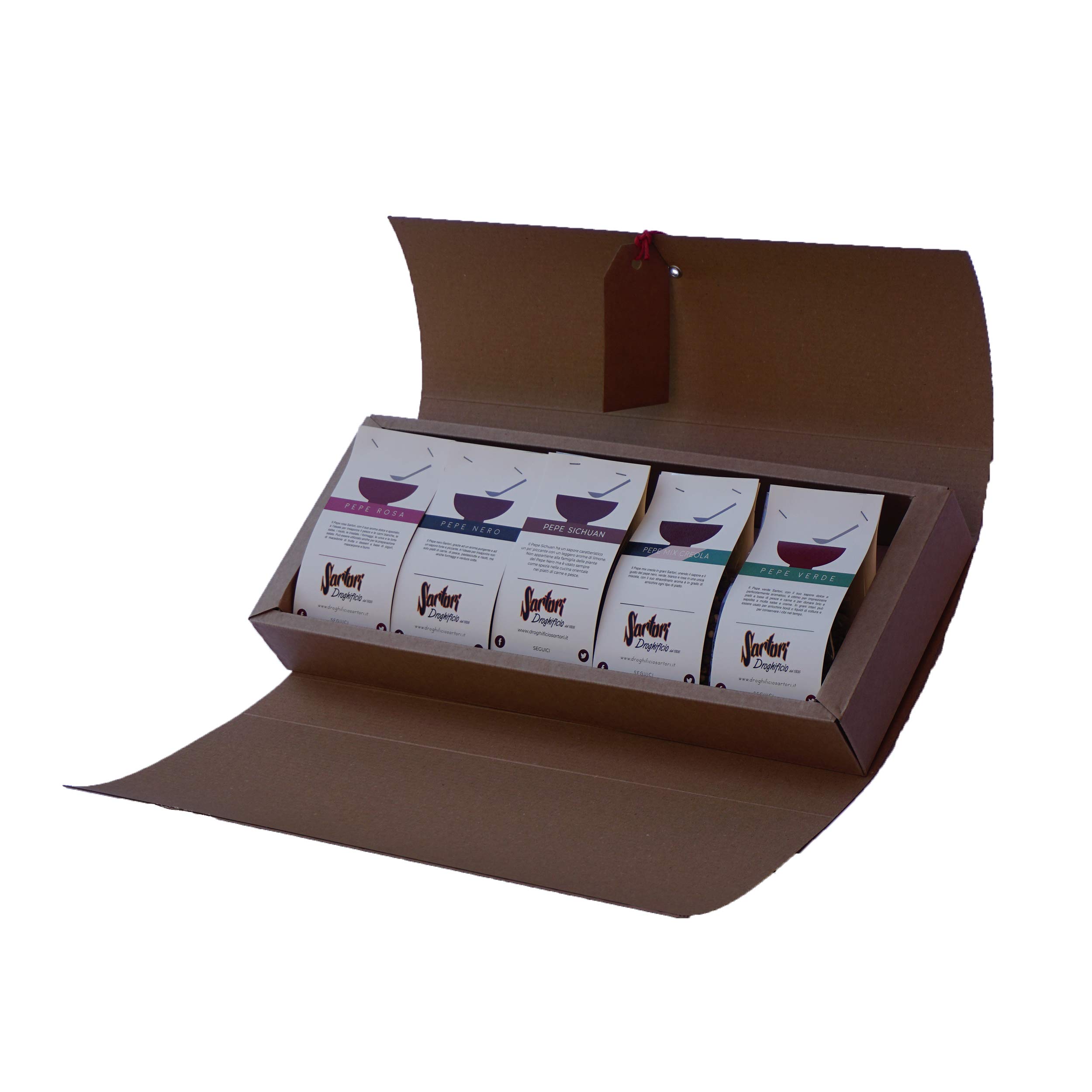 Set Regalo Pepe Dal Mondo. Le migliori varietà di pepe in un'elegante confezione regalo.