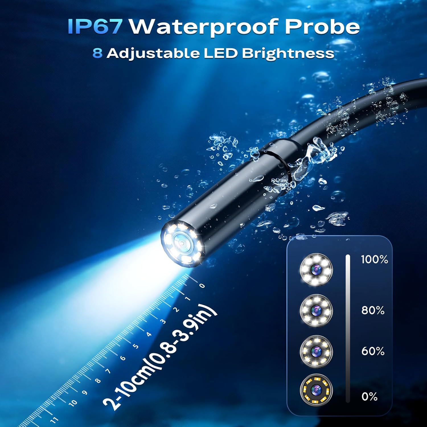 Endoscope Camera with Light, Handheld Borescope Inspection Camera with 2.8" IPS Screen, AukonVee IP67 Waterproof with 8 Adjustable LED Lights & 16.5FT Semi-Rigid Bore Snake, Tools & Gadgets for Men