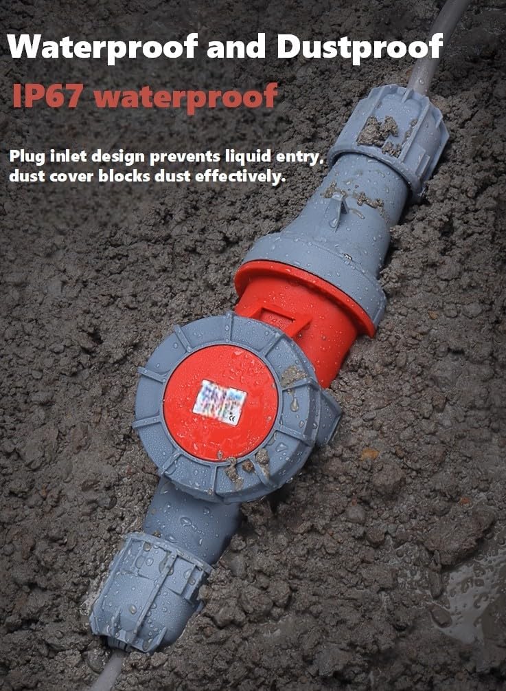 IEC 60309 Waterproof Industrial Connector Socket, 5 Pin 125A(UI Standard 100A) 380-415V 3P+E+N 6H IP67 Female Power Connector, Heavy Duty CEE Industrial Socket for Aviation and Industry