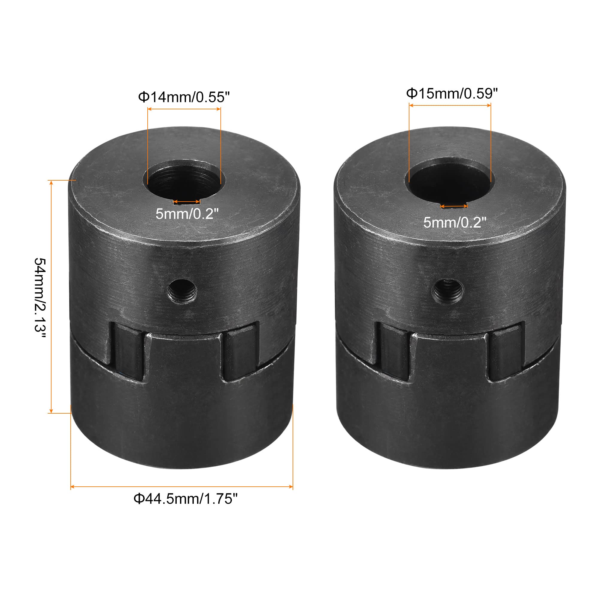 sourcing map Flexible Kupplung Welle 14mm bis 15mm Motor Kupplungsgelenk 54mm L x44.5mm OD