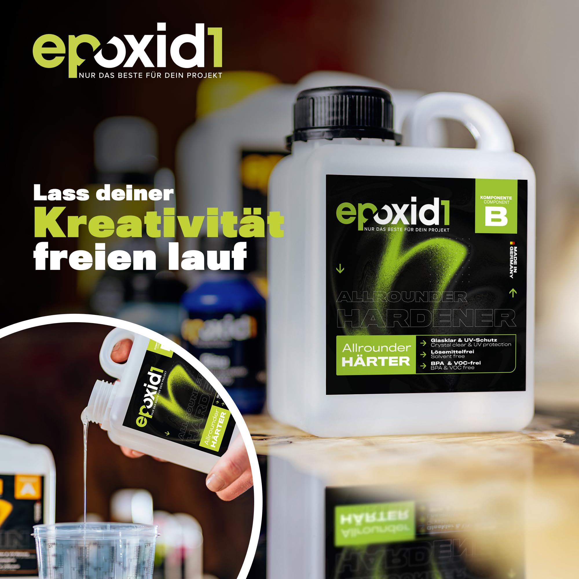 Epoxidharz mit Härter 4,2kg Set | glasklar & blasenfrei | ideal zum Gießen von Rivertable und anderen Volumenverguss bis 5cm | Für Anfänger & Profis | Premium Qualität