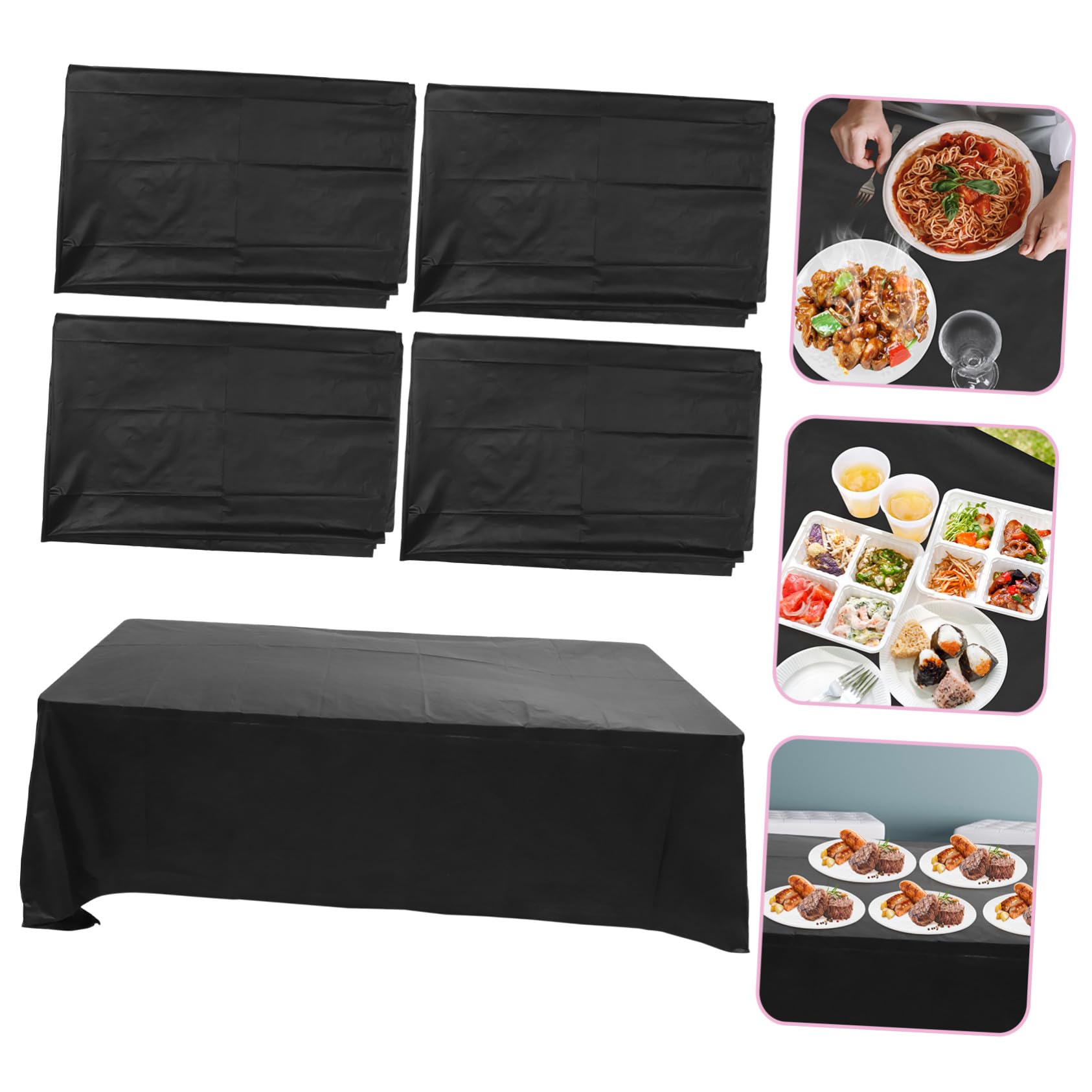 Alipis Rechteckige Einweg Tischdecke 137x183cm, Schwarz, 5 Stück-Pack | Peve, Robust und Farbecht, für Buffet und Karneval, Dekorative Ausführung
