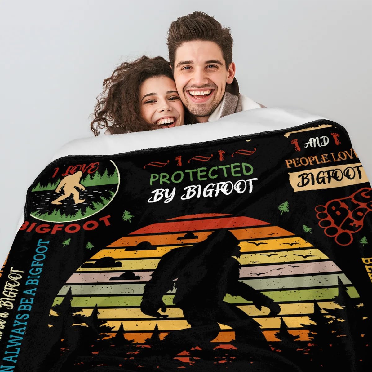 Throw Blankets Plush Fuzzy Cozy Warm Flannel Fleece Bigfoot Blanket for Couch Sofa Bedroom Living Rooms Camping Travel (Sasquatch Gifts 60"x 80")
