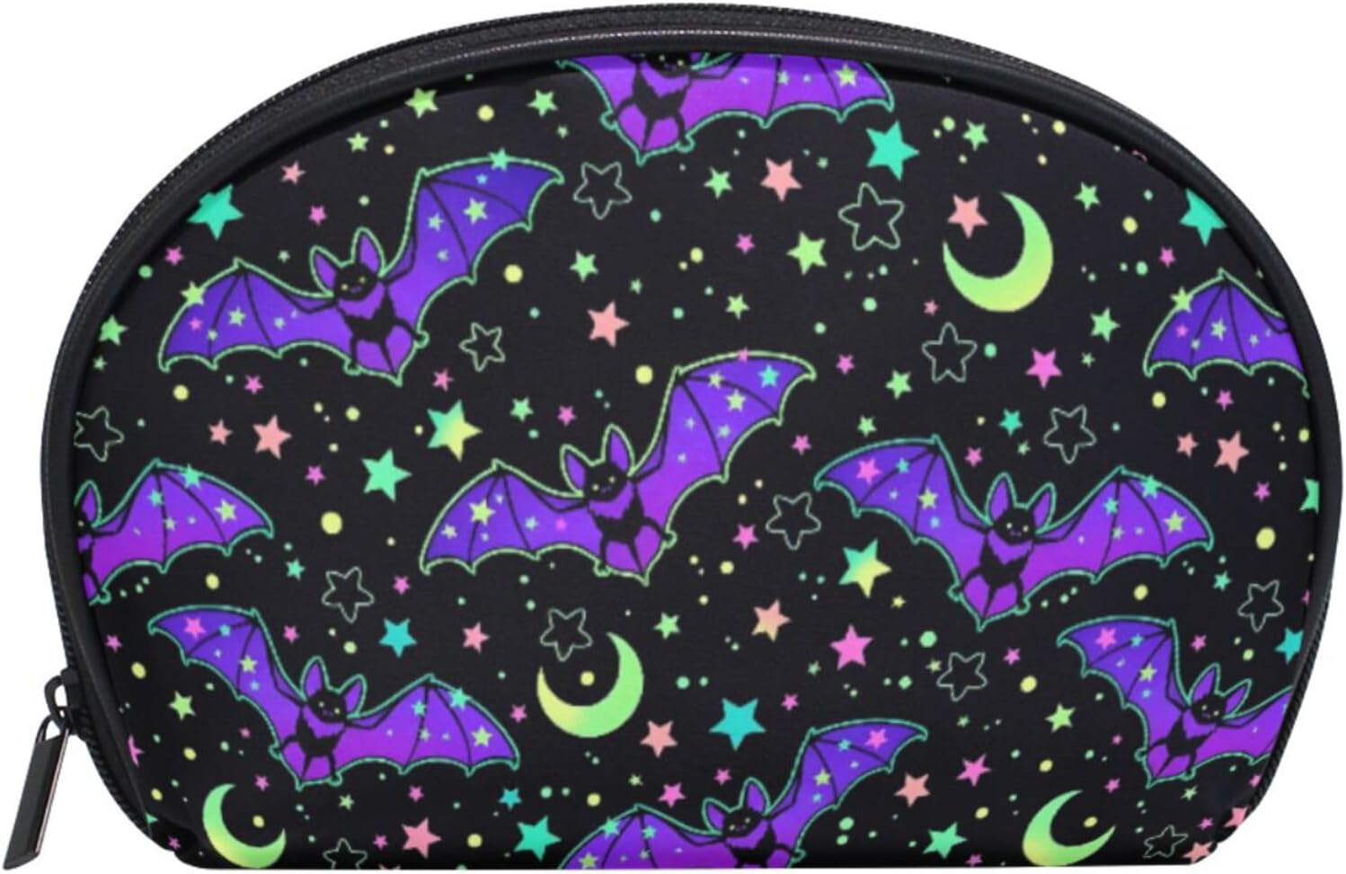 Women Cosmetic Bag for Purse Magic Galaxy Bat Small Makeup Bag Accessories Purse Bag Cute Travel Organizer Pouch with Compartment