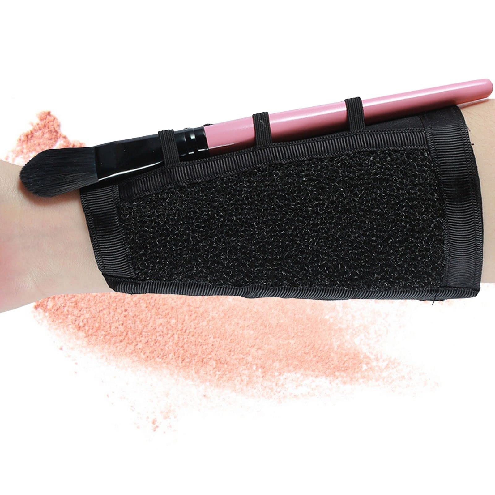Natudeco Limpiador brochas maquillaje Limpiador eliminación Brazalete esponja Esponja limpiadora brochas maquillaje Brazo limpieza Brazalete Nailon negro Estiramiento profesional para limpieza brocha