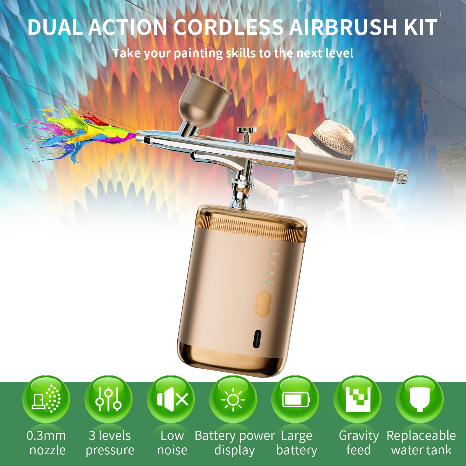 Kit aerografo portatile con compressore e pressione regolabile per una spruzzatura stabile, perfetto per nail art, trucco, decorazione torte e modellismo