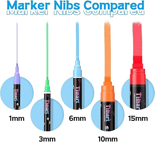 Miniatura 3 de Timart Marcadores de ventana, marcadores de tiza líquida jumbo para pintura en roca, póster, pizarra, piedra, cerámica, vidrio, madera, lienzo,