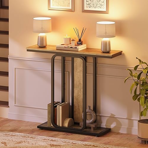 Miniatura 2 de HOOBRO Mesa consola estrecha, mesa de entrada pequeña de 29.5 pulgadas, mesa de sofá moderna de 2 niveles detrás del sofá, para sala de estar,