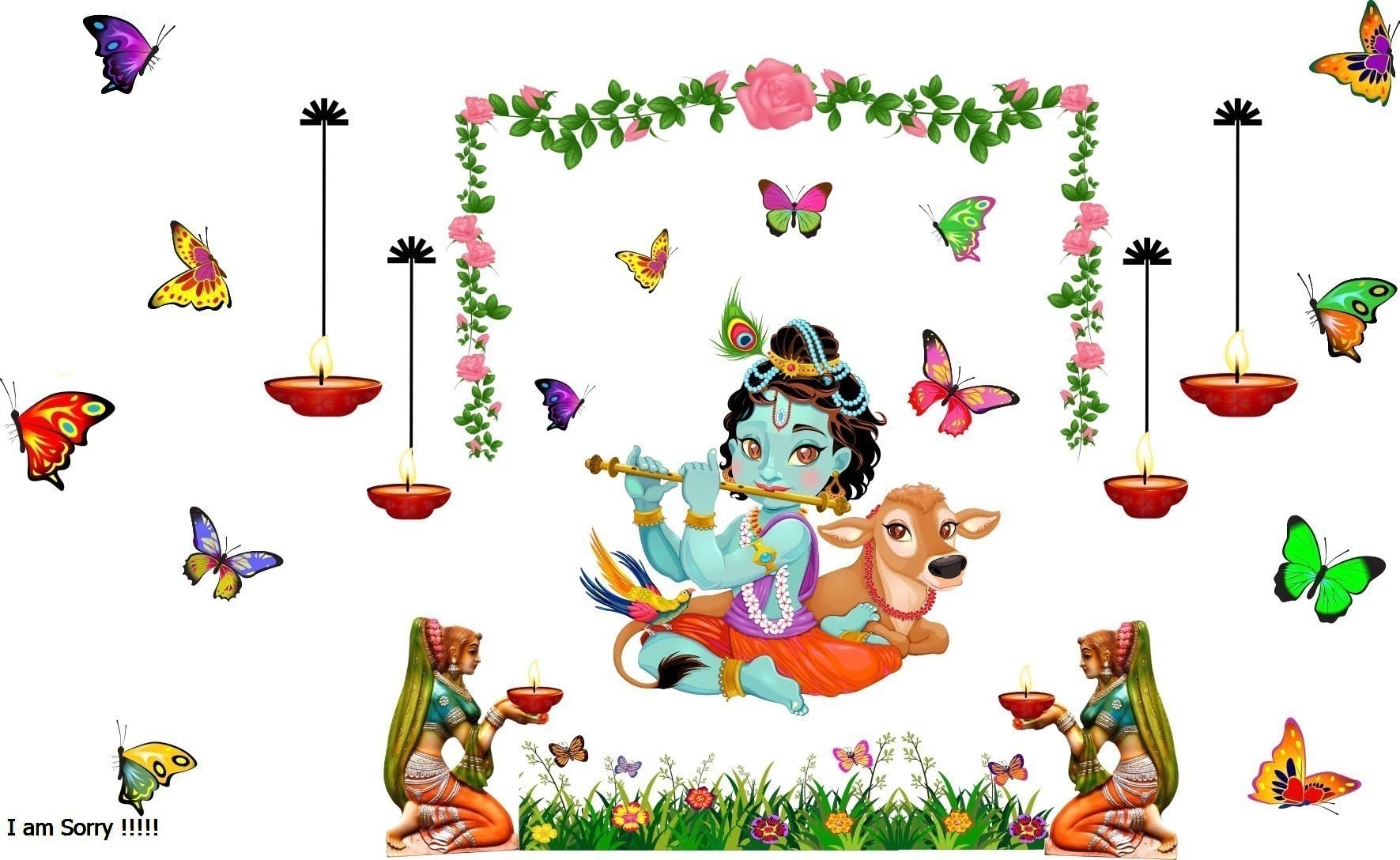 Krishna Wall Sticker - Hindu God Wallpaper for Living Room, Bedroom, Kitchen, Dining Room (B0D8TJ72NL) Amazon Price History, Amazon Price Tracker