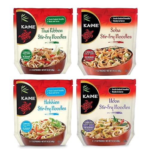 Miniatura 7 de KA-ME Fideos salteados con cinta tailandesa, 2 paquetes de 14.2 onzas (total de 4 bolsas de 7.1 onzas), auténtico sabor de arroz tailandés, listo