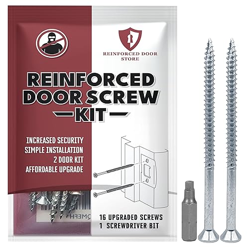 Kit de tornillos de seguridad de puerta mejorado para placas de impacto, placas de cerrojo y bisagras. Tornillos de 3 pulgadas y una broca, hace que