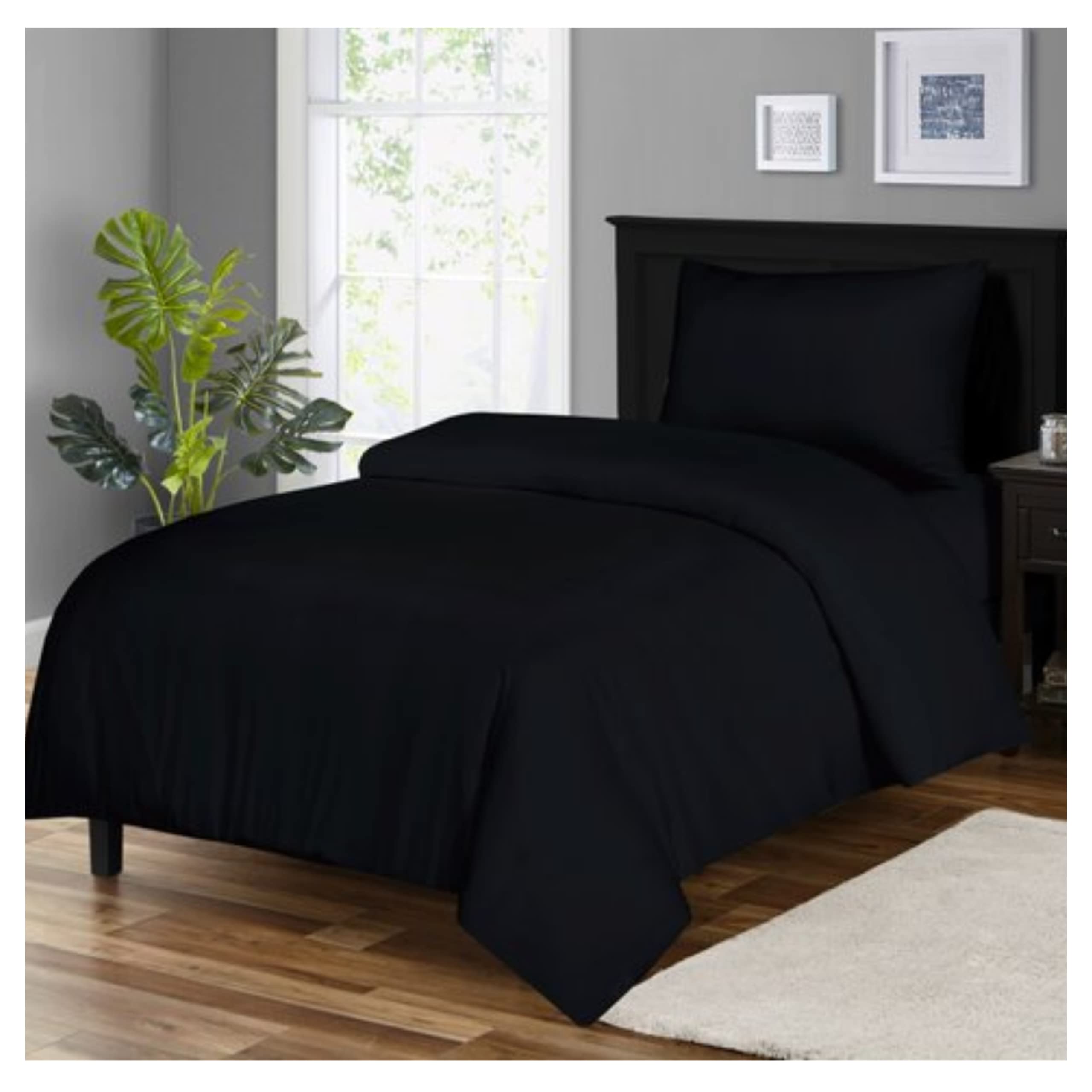 Home In Style 4U Bedding king size Duvet Cover sets Soft Microfiber Black Bedding Quilt Cover Set with Pillow Case