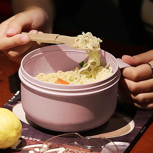 Miniatura 9 de Tazón de ramen para microondas de 28.7 onzas con tapa, cocina de fideos para microondas para artículos esenciales de dormitorio. Diseño de fácil