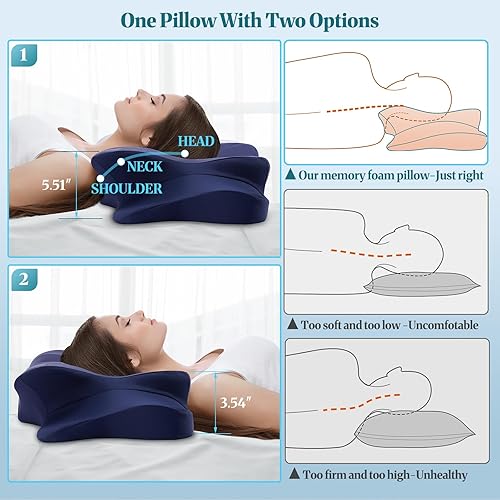 Miniatura 3 de Almohada cervical cervical para aliviar el dolor de cuello Almohada cervical de espuma viscoelástica, almohada ortopédica de apoyo para el cuello,
