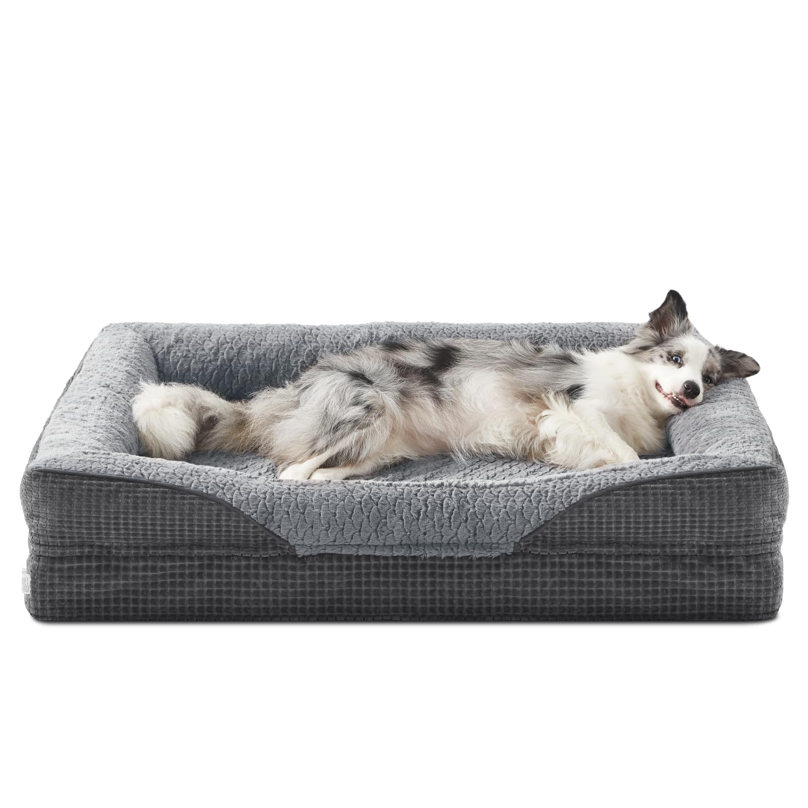 FURTIME Orthopedic Memory Foam Dog Bed Medium(30lbs), Waterproof&Removable Cover, Gray Orthopedic Dog Bed with Particle Memory Sponge for Joint Support, Machine Washable Pet Bed, 71x59x17cm — image 1