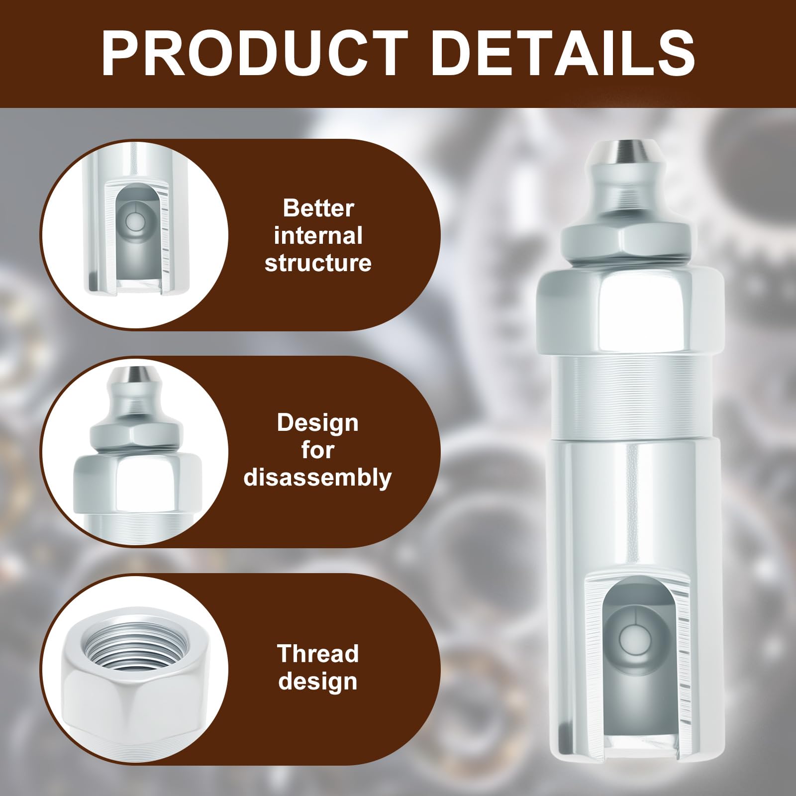 LZVXTYM Grease Gun Needle Tip, Grease Gun Fittings Tool Accessory, Grease Needle Nozzle with Greasing Injector Dispenser, Rubber Joint & Adapter for Injecting Narrow Space & Deep Hole