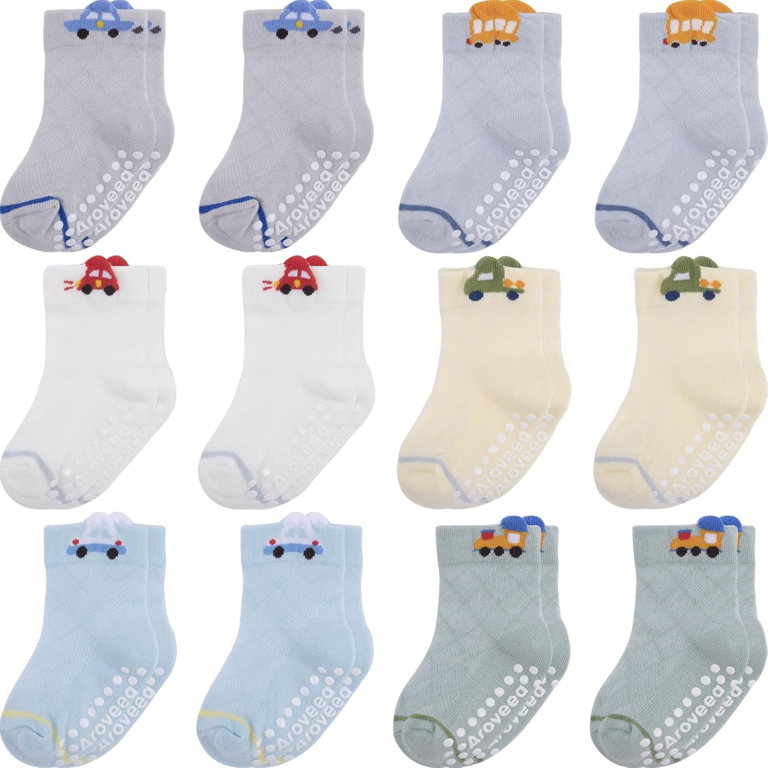 Baby Toddle Socks Grip Non Slip Kids Boys Girls Cotton 12 Pack Ankle Cute Newborn Socks
