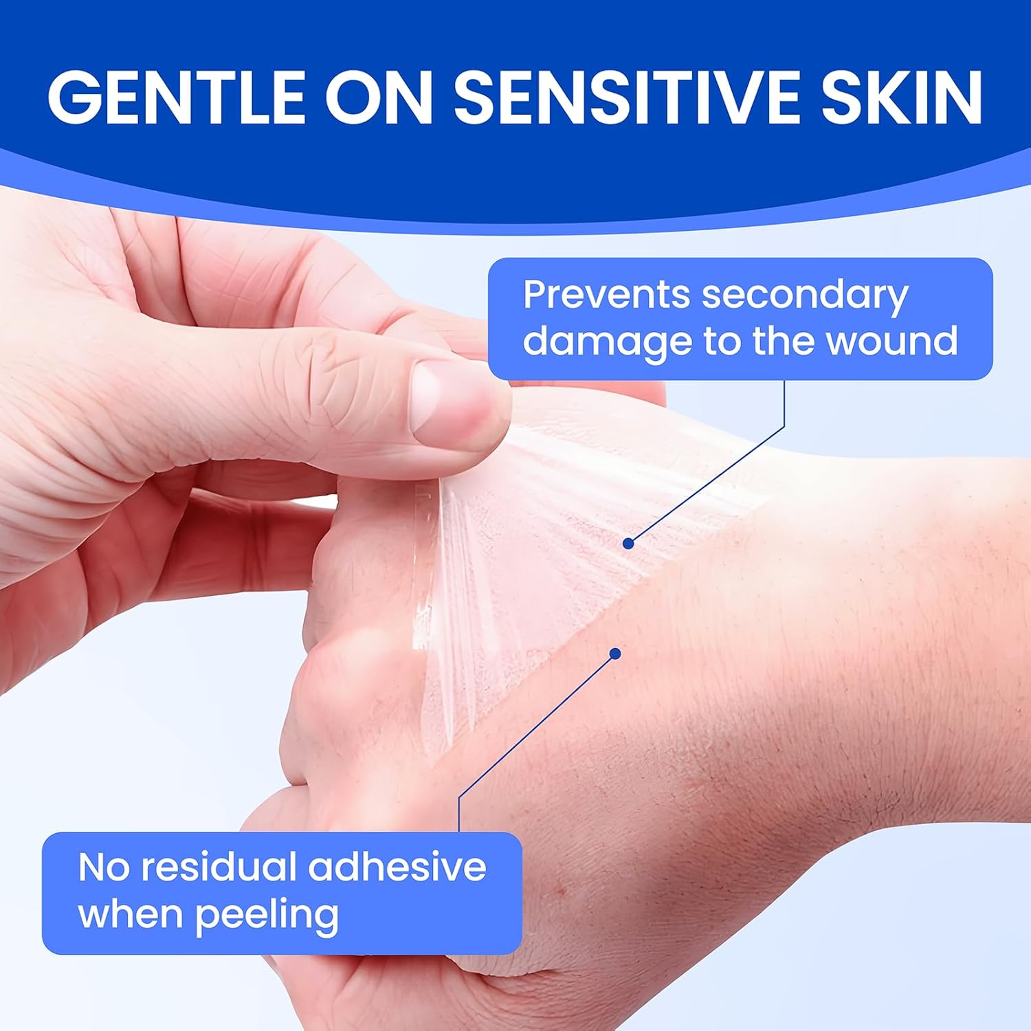 Large Waterproof Bandages Clear Dressings Tattoo Tape Sensitive Skin Wounds Care, Transparent Film Dressing Adhesive Occlusive Patch for Post Surgical Use 6" x 8", 50 Packs